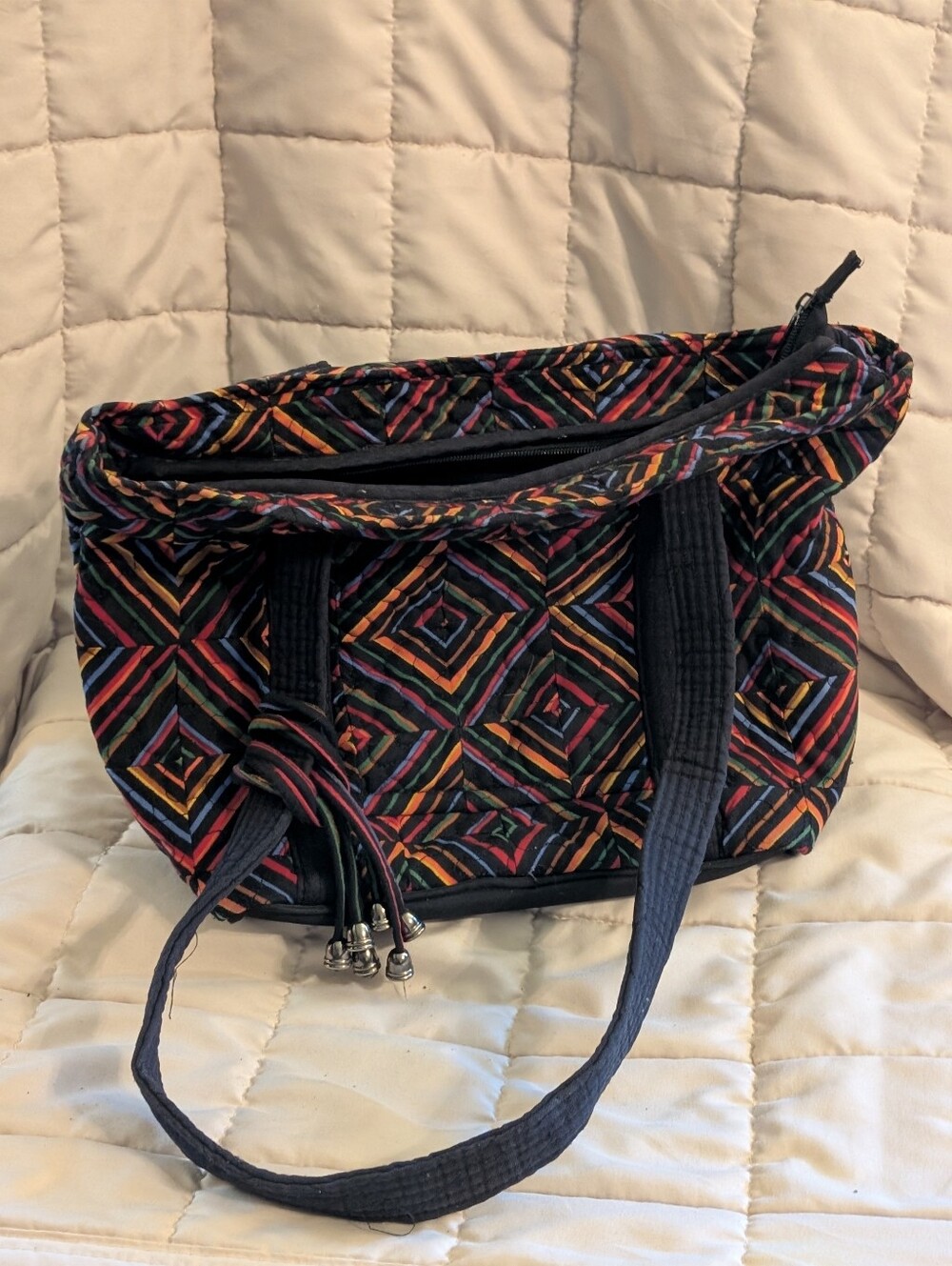 Donna Sharp Quilted Multicolor Geometric Shoulder Bag - Black Trim